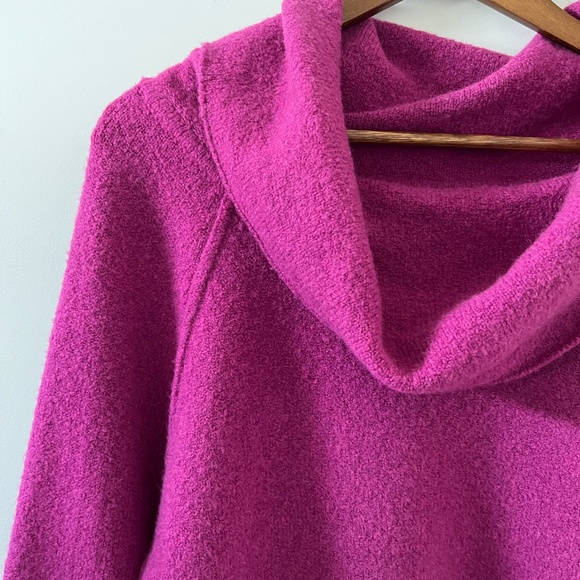 Free People Echo Beach Cowl Neck Wool Blend Sweater In Magenta Size S - Picture 6 of 15